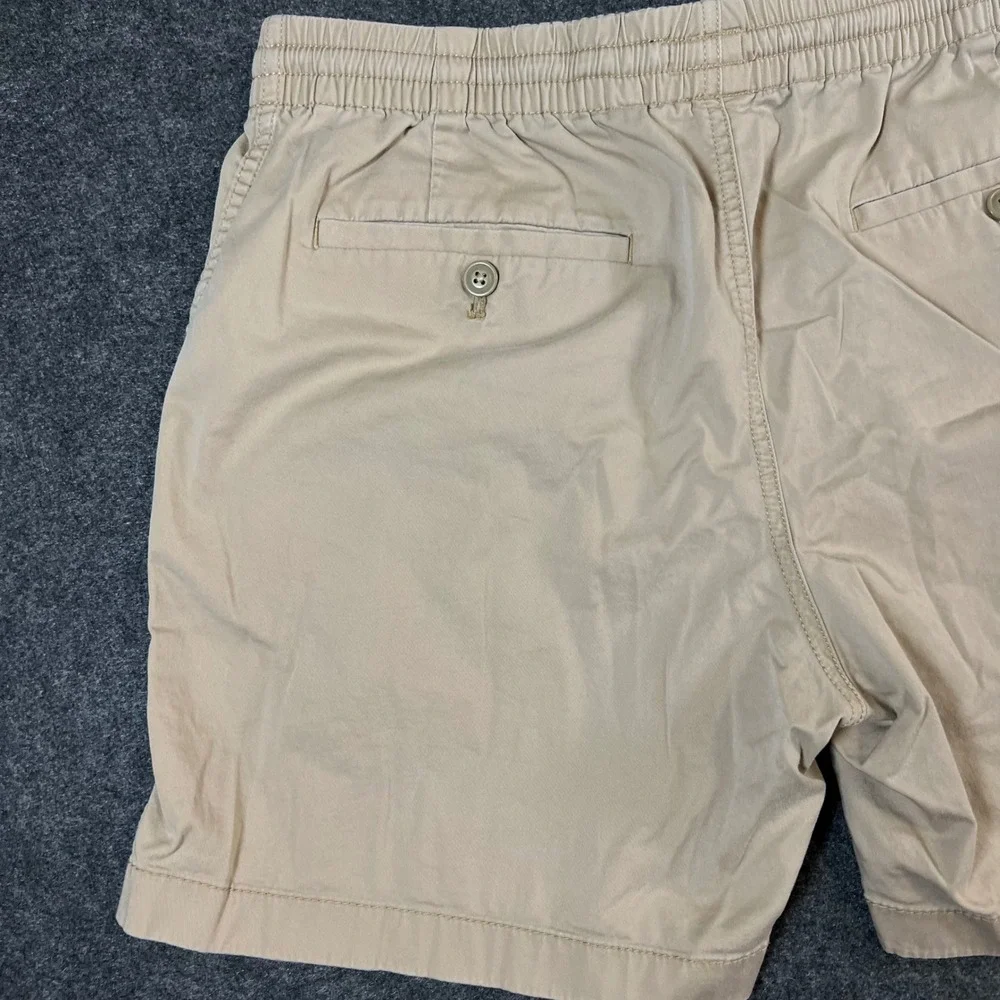 J.Crew Mens Dock Shorts Khaki Tan Elastic Waist Drawstring Size M